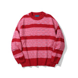 Men Sweater Color Block Ripped Knitwear Men's Loose round Neck Sweater Pullover