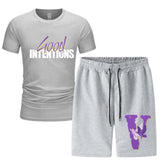 Vlone T Shirts & Shorts 2 Piece Set Short Sleeve T-Shirt Sports Summer