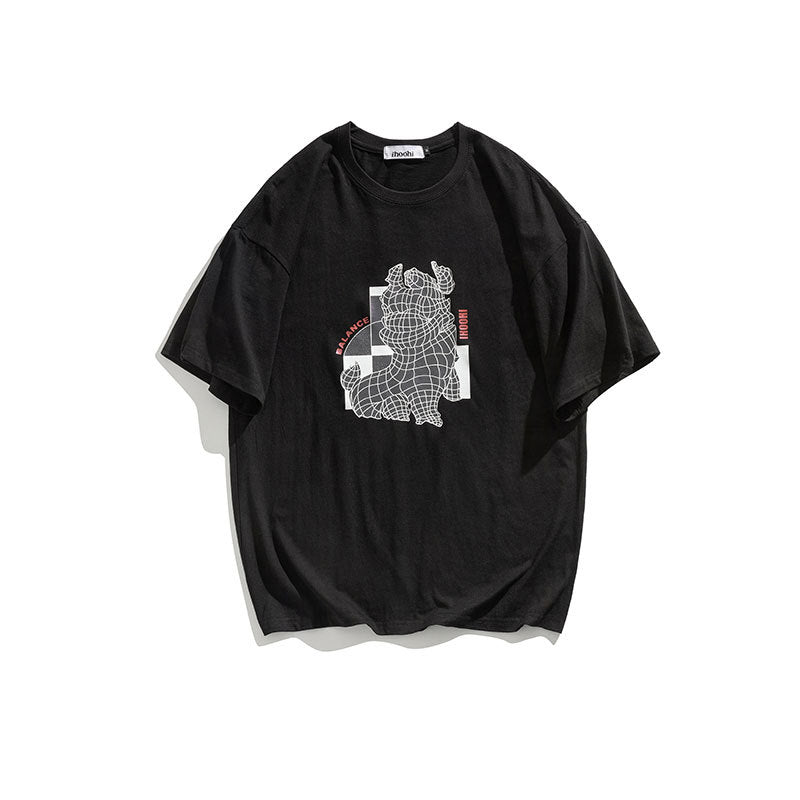 Men T Shitrs Three-Dimensional Line Cow Pattern Printing