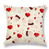 Valentine's Day Pillow Covers 4 Piece Random Styles Together, Red Peach Heart Couple Linen Cushion Love Tree Lumbar Cushion Cover