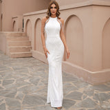Skin Tight Long Dresses Tassel Sequins Slim Dress