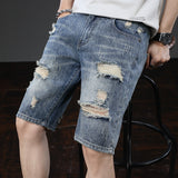 Men Jorts Leisure Ripped Denim Shorts Men Loose Casual Pants