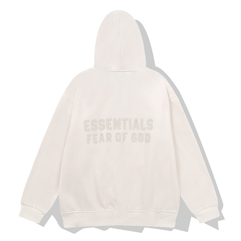 Cardigan Baseball Jacket Fog Three-Dimensional Flocking Brushed Hoody Zipper Cardigan Hooded Coat