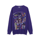 Men Sweater Cartoon Fun Printed Knitwear Men's Street Trend Loose round Neck Sweater