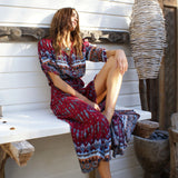 Gypsy Girl Outfits Cardigan Dress Dress Single-Breasted Printing