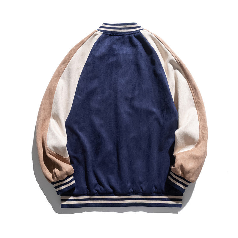 Man Fall Outfis Color Matching Labeling Baseball Uniform Baggy Casual Jacket Coat