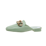 Finn Chain Pointed Toe Mule Summer Low Heel Pump Women's Chain Breathable Closed Toe Women's Shoes