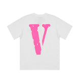 Vlone Street Hiphop Loose Short Sleeve Tshirt Men And Women Couple Pink Printing Half Sleeve Tshirt