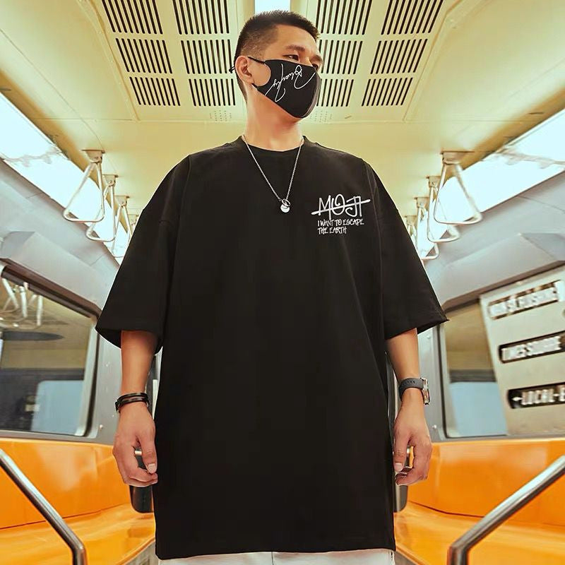 Men T-Shirts Large Print Loose Half Sleeve
