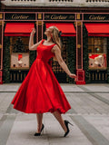 Burgundy Evening Dresses for Weddings Slim-Fit Sexy Midi Dress Red Solid Color Dress
