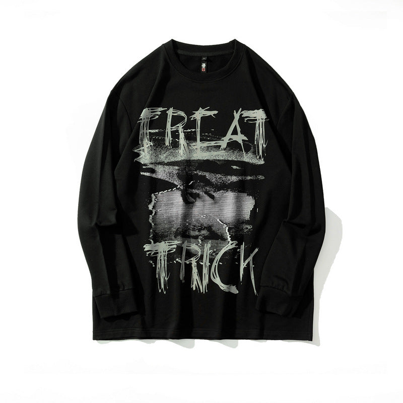 Man Fall Outfits Letter Printed round Neck Long Sleeve Sweater Men's T-shirt