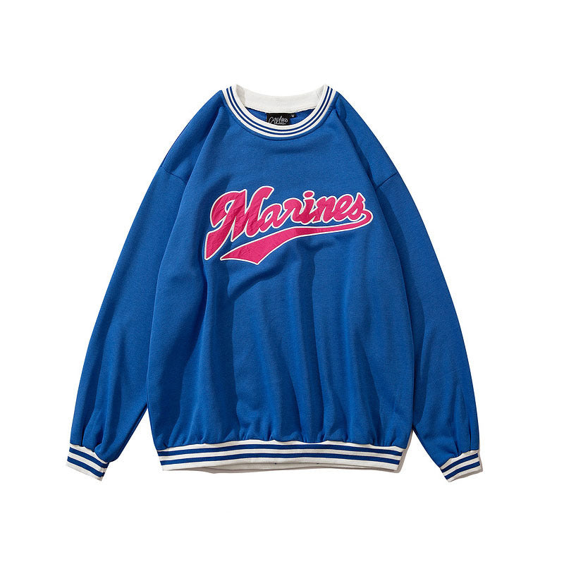 Man Fall Outfits Ha Retro Alphabet Embroidered University Style Baseball Uniform Long Sleeve T-shirt for Men and Women
