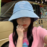 Women Bucket Hat Cowboy Letter Fisherman Sun-Proof
