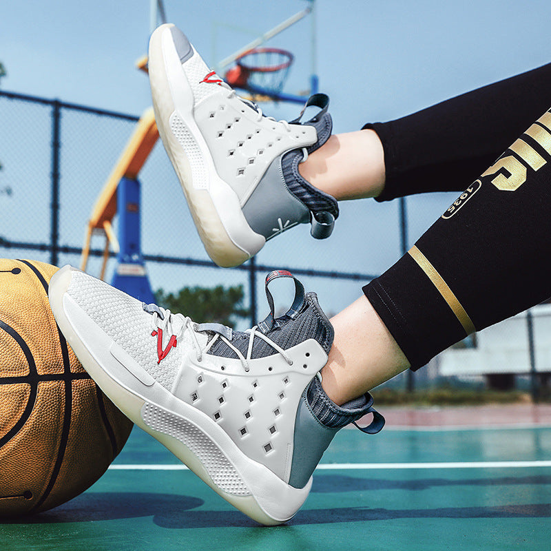 Men's Sneaks & Athletic Men Basketball Shoeses Summer Breathable Men Basketball Shoeses Men's Sneakers Solid Color High-Top Sneakers