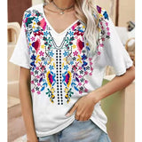 Romanian Gypsy Outfits Western Ethnic Style Short Sleeve T-shirt Top
