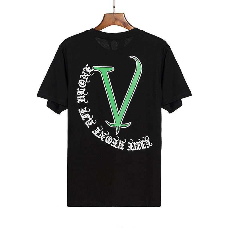 Vlone T Shirt Summer Casual Loose Short Sleeves High Street Style Couple With T-Shirt