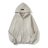 Kanye West Sunday Service Hoodie Fog Flocking Zipper Cardigan Hoodie Fleece Lined