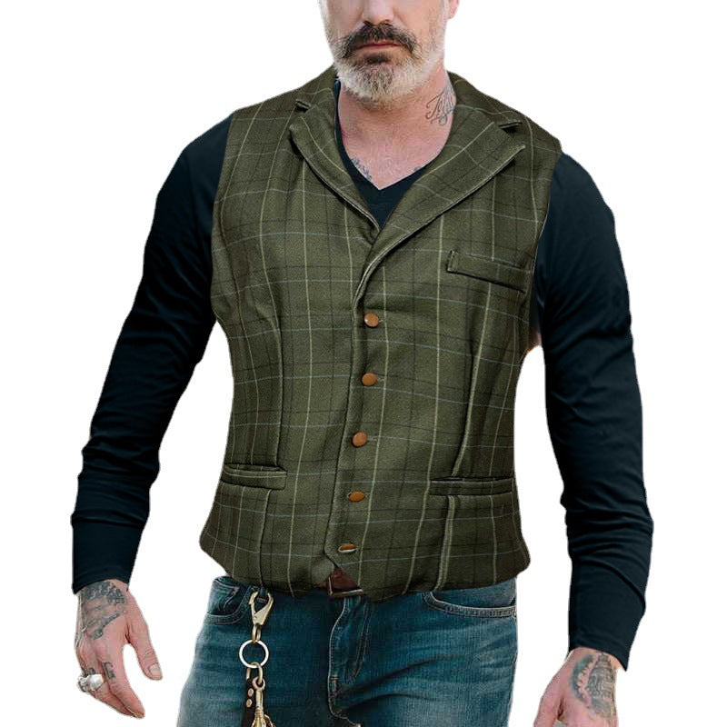 Mens Dress Vests Summer Men's Casual Slim Plaid Men's Vest Jacket