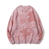 Men Sweater Cartoon Bear Jacquard Sweater Men's Street Fashion round Neck Sweater
