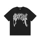 Skull T Shirt Bullet Hole Heavy Metal Letter Skull Loose