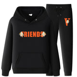 Vlone Hoodie & Pants 2 Piece Set Printed Sweater Casual