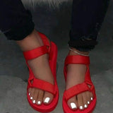 Women Open Toe Sandals Flats Fashion Solid Color Open Toe Buckle Sandals for Women
