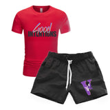 Vlone T Shirts & Shorts 2 Piece Set Men'S Short Sleeve Sports Beach