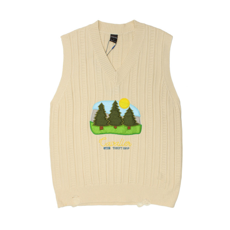 Men Sweater Vest Men's Loose V-neck Sweater Vest Coat