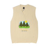 Men Sweater Vest Men's Loose V-neck Sweater Vest Coat