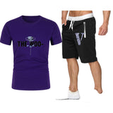 Vlone T Shirts & Shorts 2 Piece Set Rose Large V Printed Men'S And Women'S Loose Short-Sleeved T-Shirt