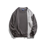 Man Fall Outfis Color Contrast Patchwork Round Neck Sweater Loose Casual Bottoming Top