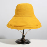 Women Bucket Hat Double-Sided Color Matching Fisherman Big Brim Sunshade