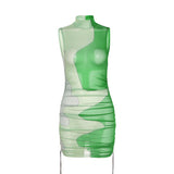Music Festivals Rave Outfits Dress Women's Spring Clothing round Neck Sexy Printed Fashion Dress