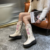 Beth Dutton Shoes Fall/Winter Cowboy Boot Mid-Calf Platform Martin Boots Knight Boots