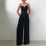 Gloria Vanderbilt Sling Swing Collar Jumpsuit Casual Wide-Leg Pants