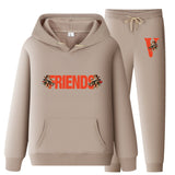 Vlone Hoodie & Pants 2 Piece Set Men'S Loose Printed Hoodie Sweater
