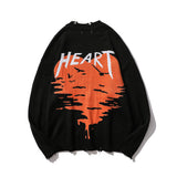 Men Sweater Heart Printing Knitwear Men's Loose Pullover
