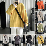 Men's Sweatshirt Spring and Autumn Men's round Neck Solid Color Loose