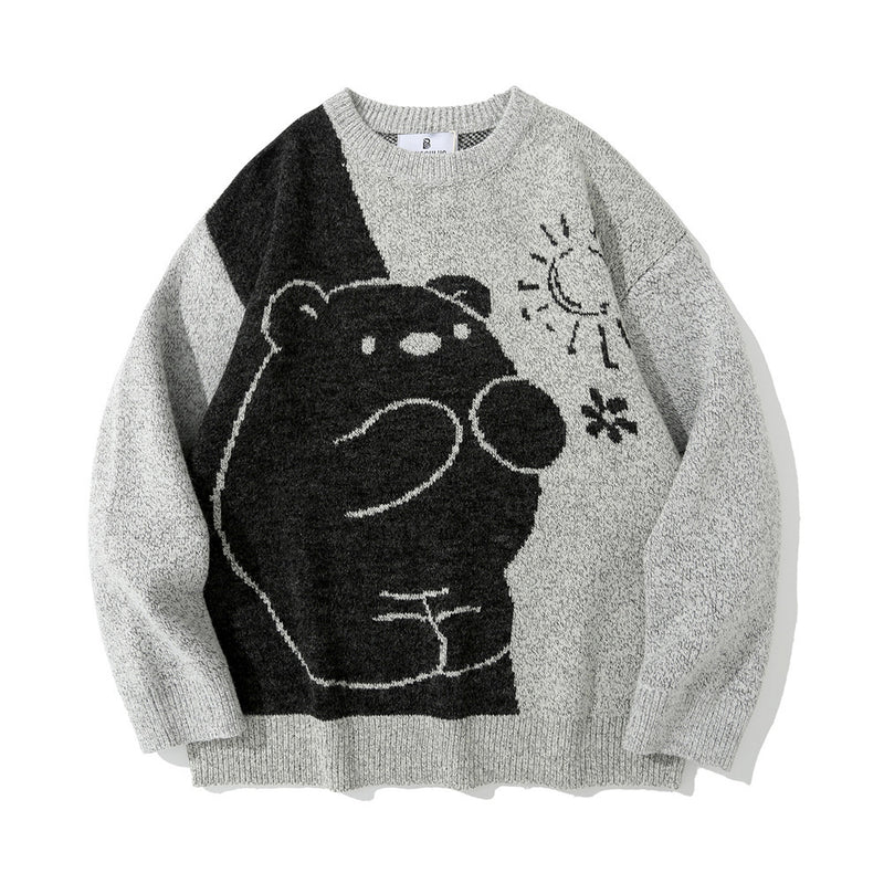 Men Sweater Cartoon Jacquard Sweater Men's Pullover