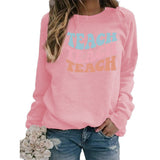 Merry and Bright Sweatshirts Teach Printed Crew Neck Sweatshirt Autumn and Winter Women's plus Size