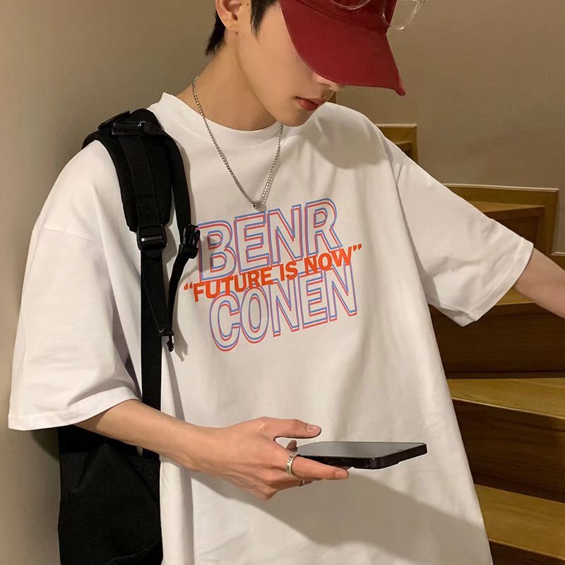 Men T-Shirts Loose Half-Length Sleeves All-Matching