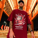 Men T-Shirts Loose Printed round Neck Half Sleeve