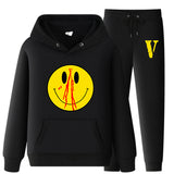 Vlone Hoodie & Pants 2 Piece Set Men'S Spring And Autumn Loose Pullover Sweatershirt