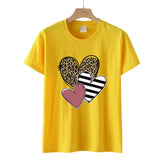 Valentine's Day T Shirts Couples Leopard Print Heart Printing Women's Pullover Short Sleeve T-shirt