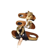 Women Open Toe Sands Flats Summer Flat Large Size Metal Large Connecting Shackle