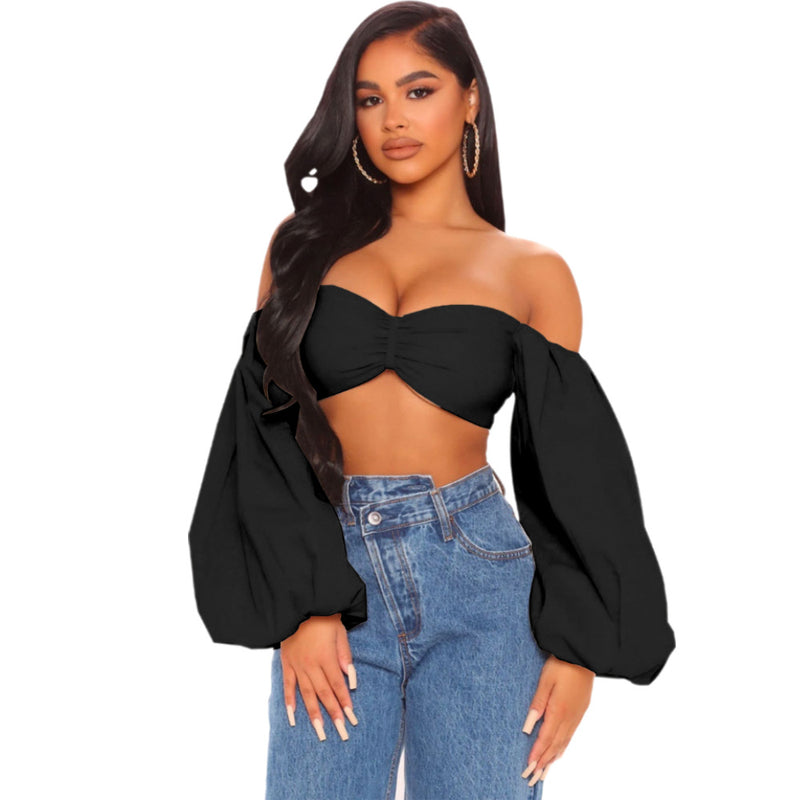 Coachella Music Festival Outfits Chest-Wrapped Backless Lantern Sleeve Top