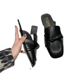 Finn Chain Pointed Toe Mule Shoes Closed Toe Half Slippers Women's Summer Muller Shoes