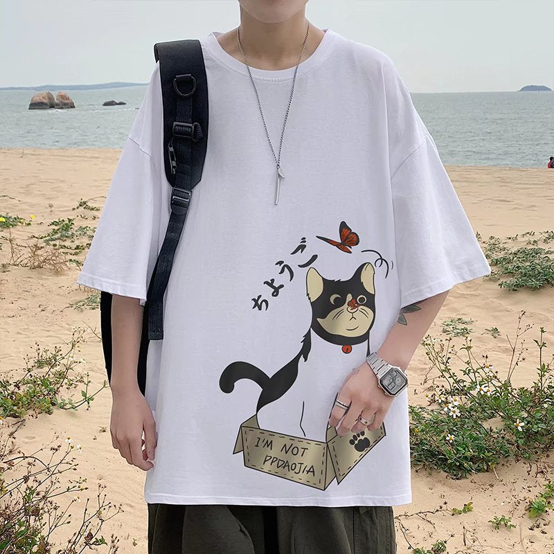 Men T-shirt Loose Cartoon Printing