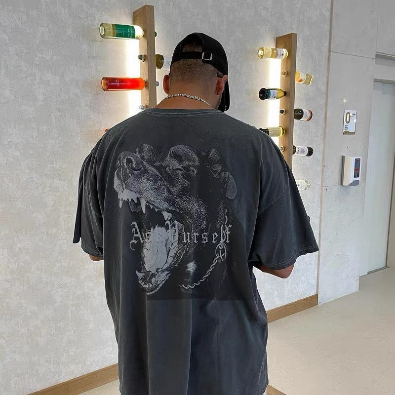 Askyurself T Shirt round Neck Short Sleeve Washed-out Vintage T-shirt