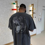 Askyurself T Shirt round Neck Short Sleeve Washed-out Vintage T-shirt